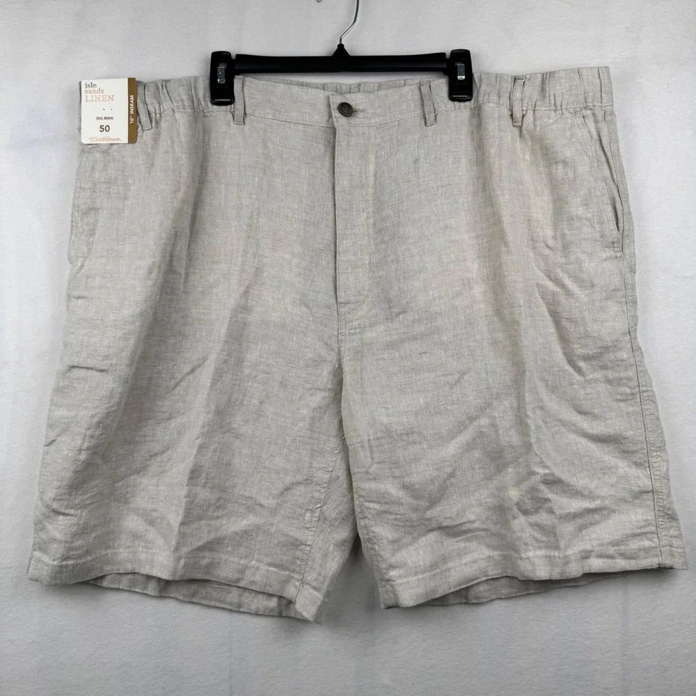 Isle Sands Linen Big Man Shorts 50 Beige Coastal Casual‎ 10